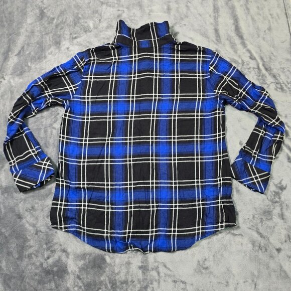 Sanctuary Blue & Black Plaid Button Down Shirt | Women’s Medium - Picture 4 of 13